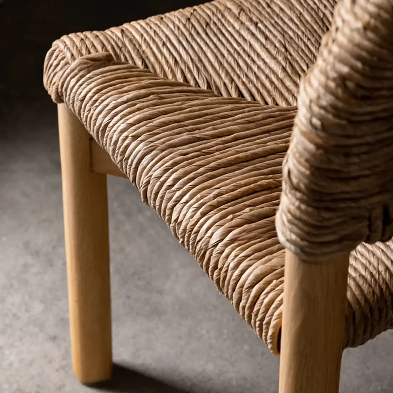 Rustic Curved Braided Rope Dining Chair Natural