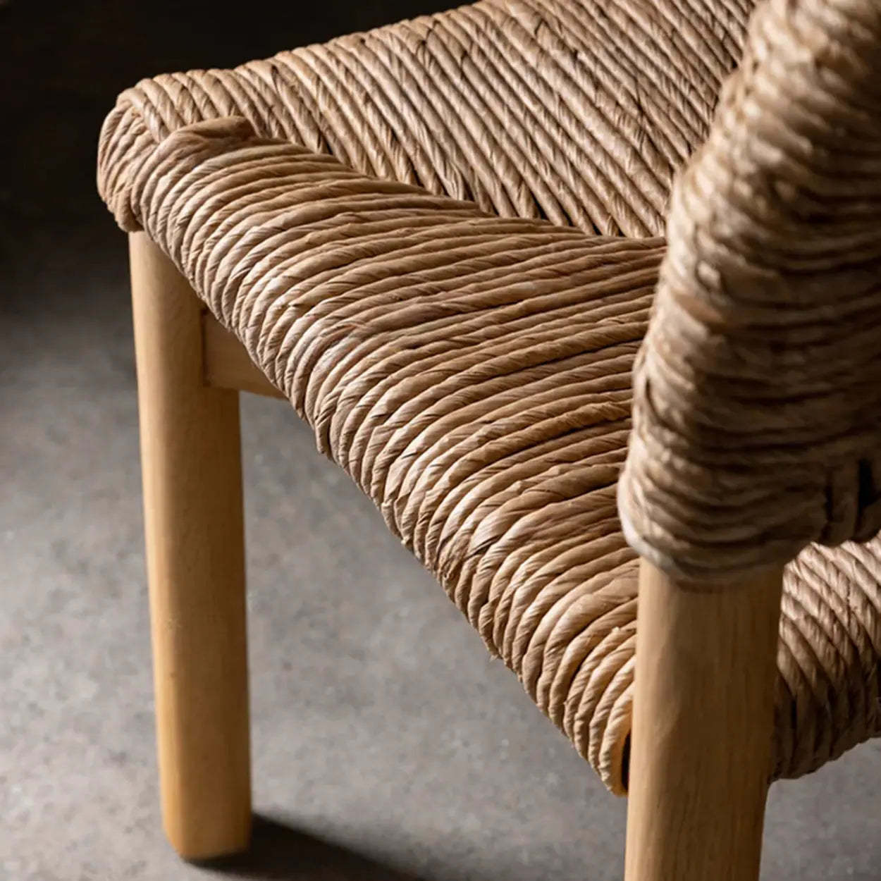 Rustic Curved Braided Rope Dining Chair Natural