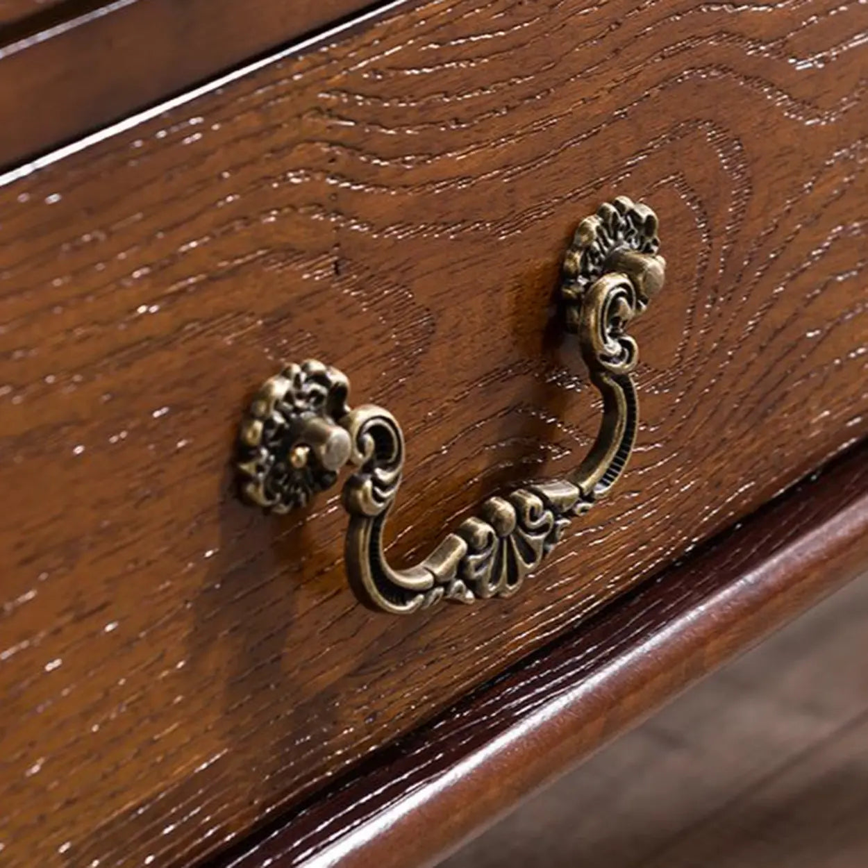 Rustic Curved Mahogany Storage Console Table