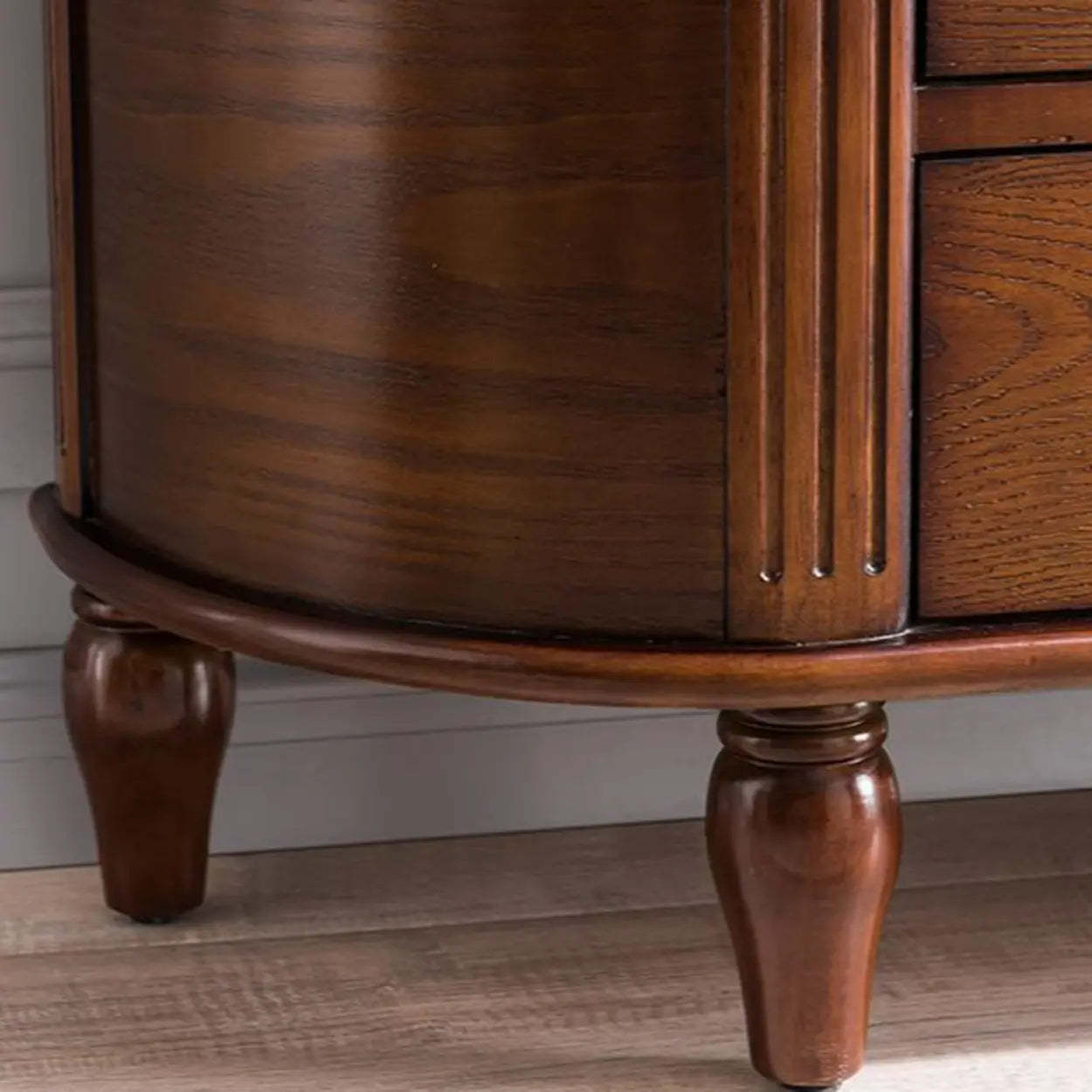Rustic Curved Mahogany Storage Console Table