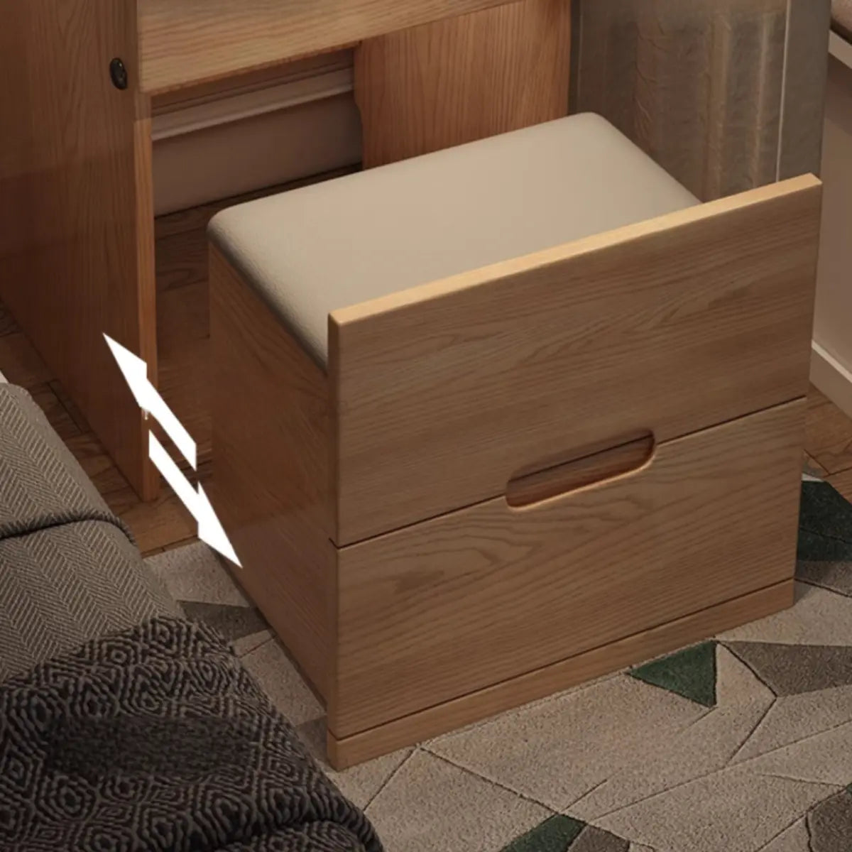 Rustic Folding Ash Wood Drawer Vanity