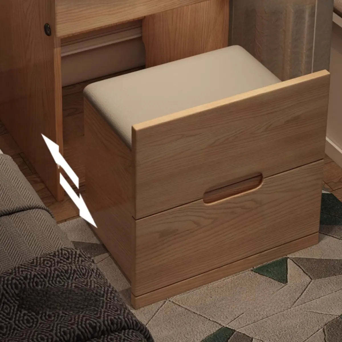 Rustic Folding Ash Wood Drawer Vanity