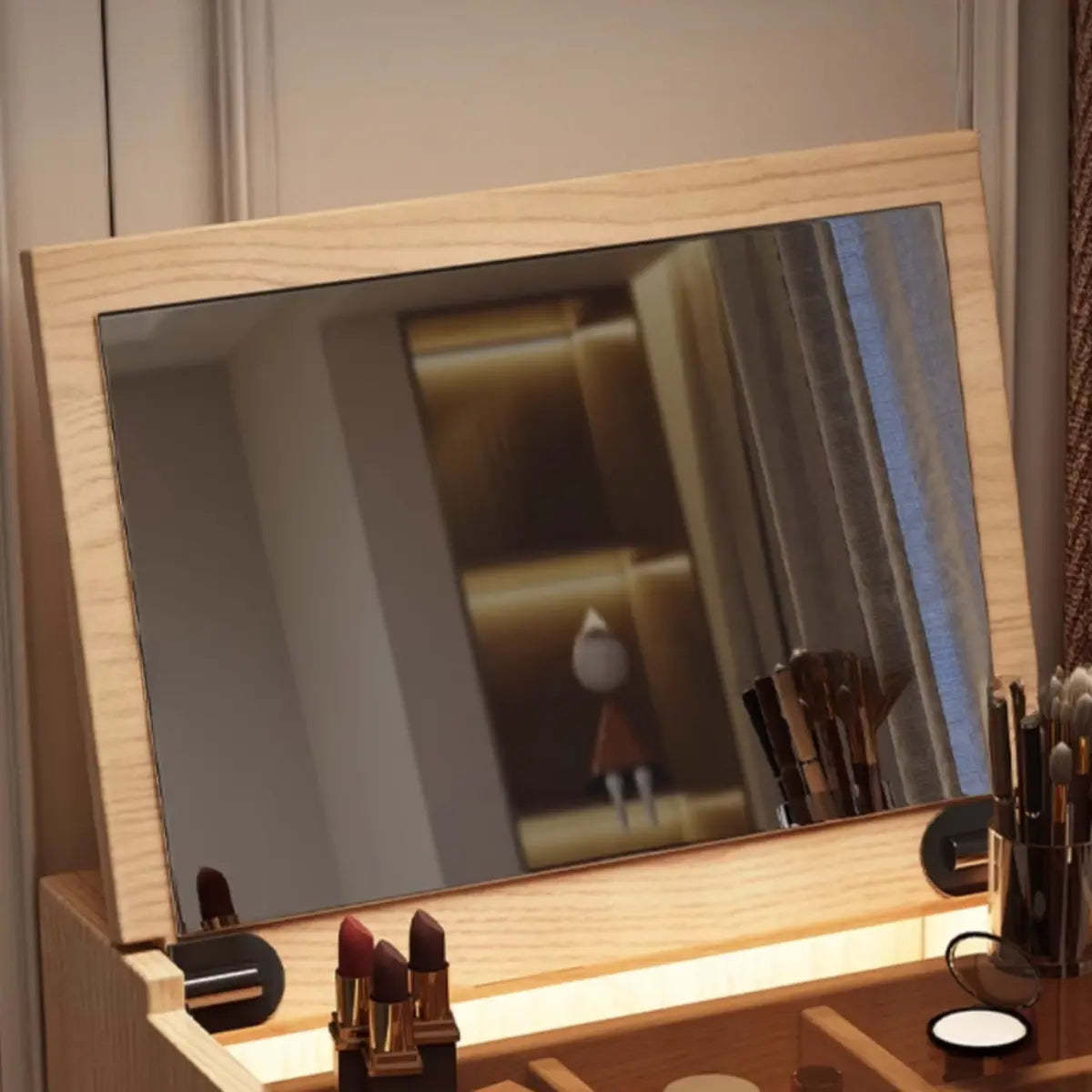 Rustic Folding Ash Wood Drawer Vanity