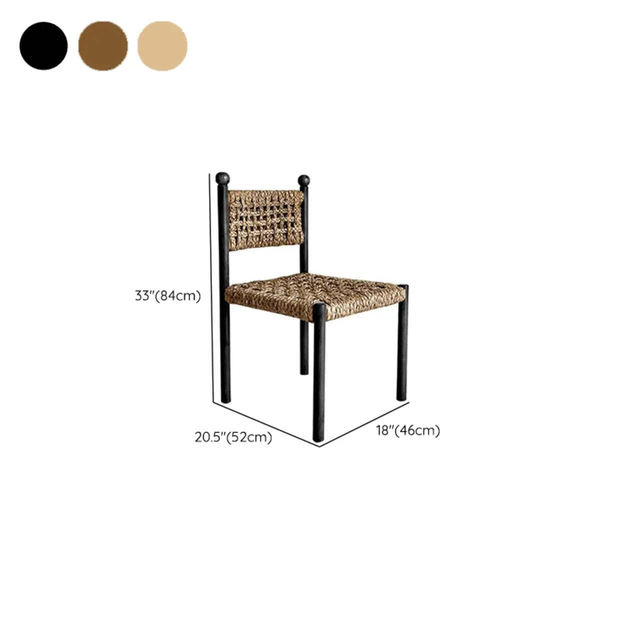 Rustic Handwoven Rope Wood Open-Back Dining Chair