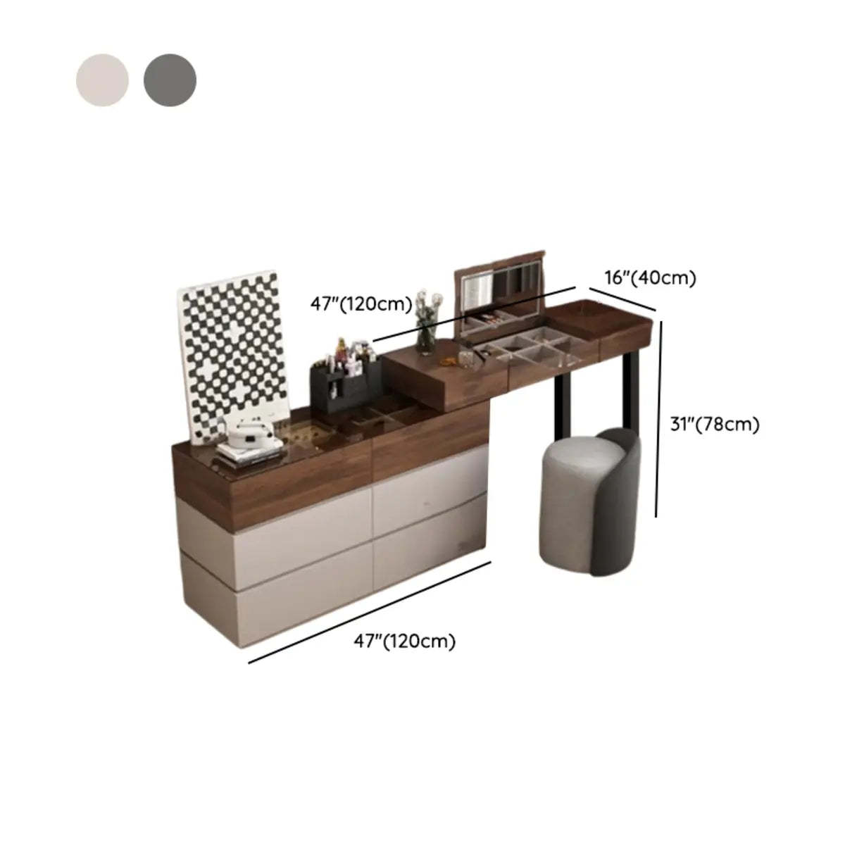 Rustic L-Shaped Gray-Brown Wood Vanity Set