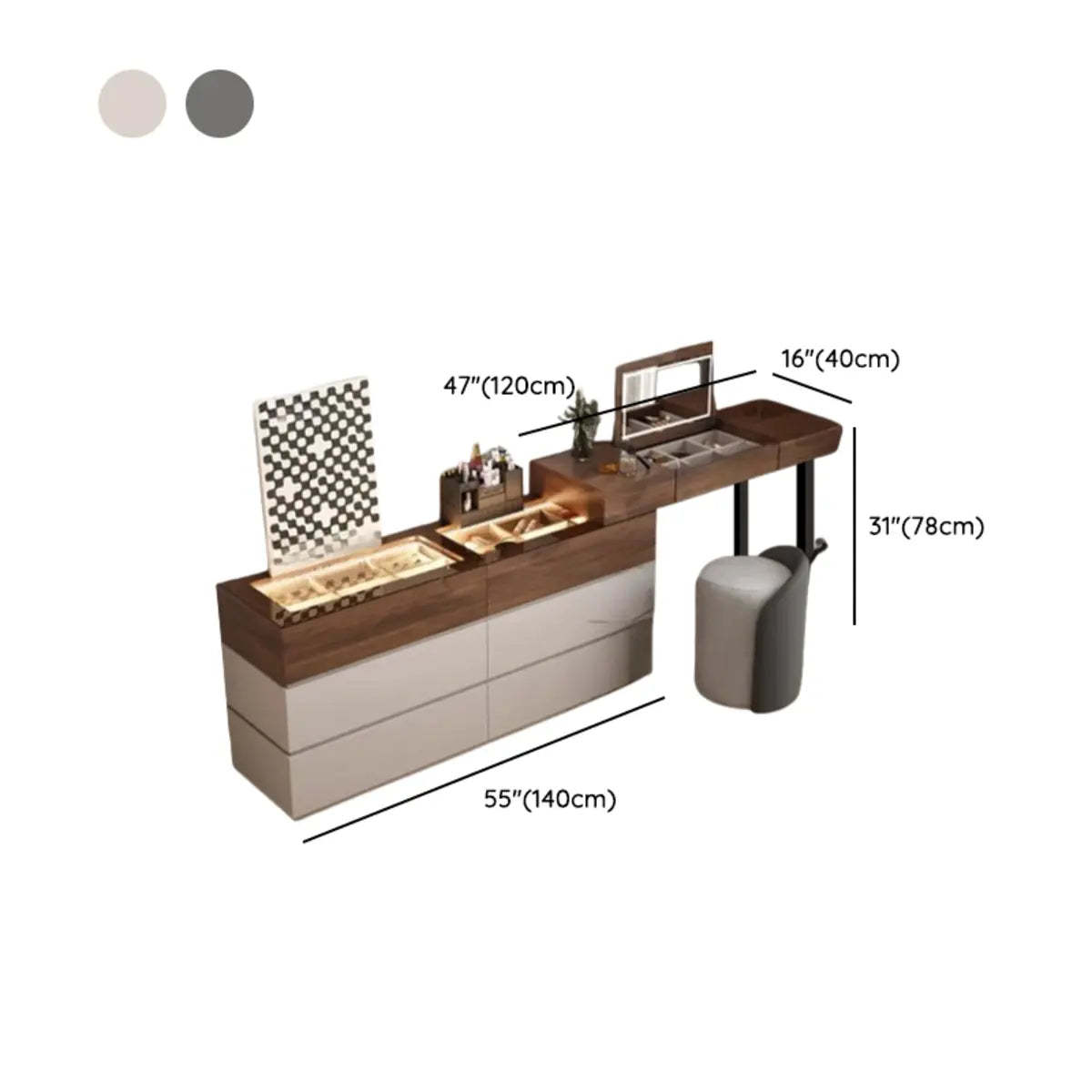 Rustic L-Shaped Gray-Brown Wood Vanity Set
