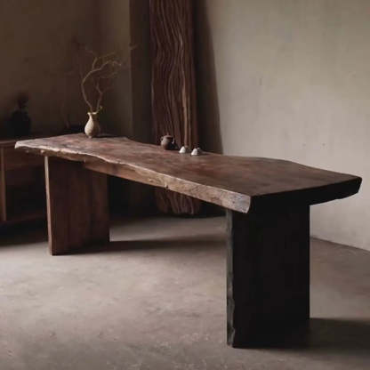 Live Edge Wood Pedestal Console Table
