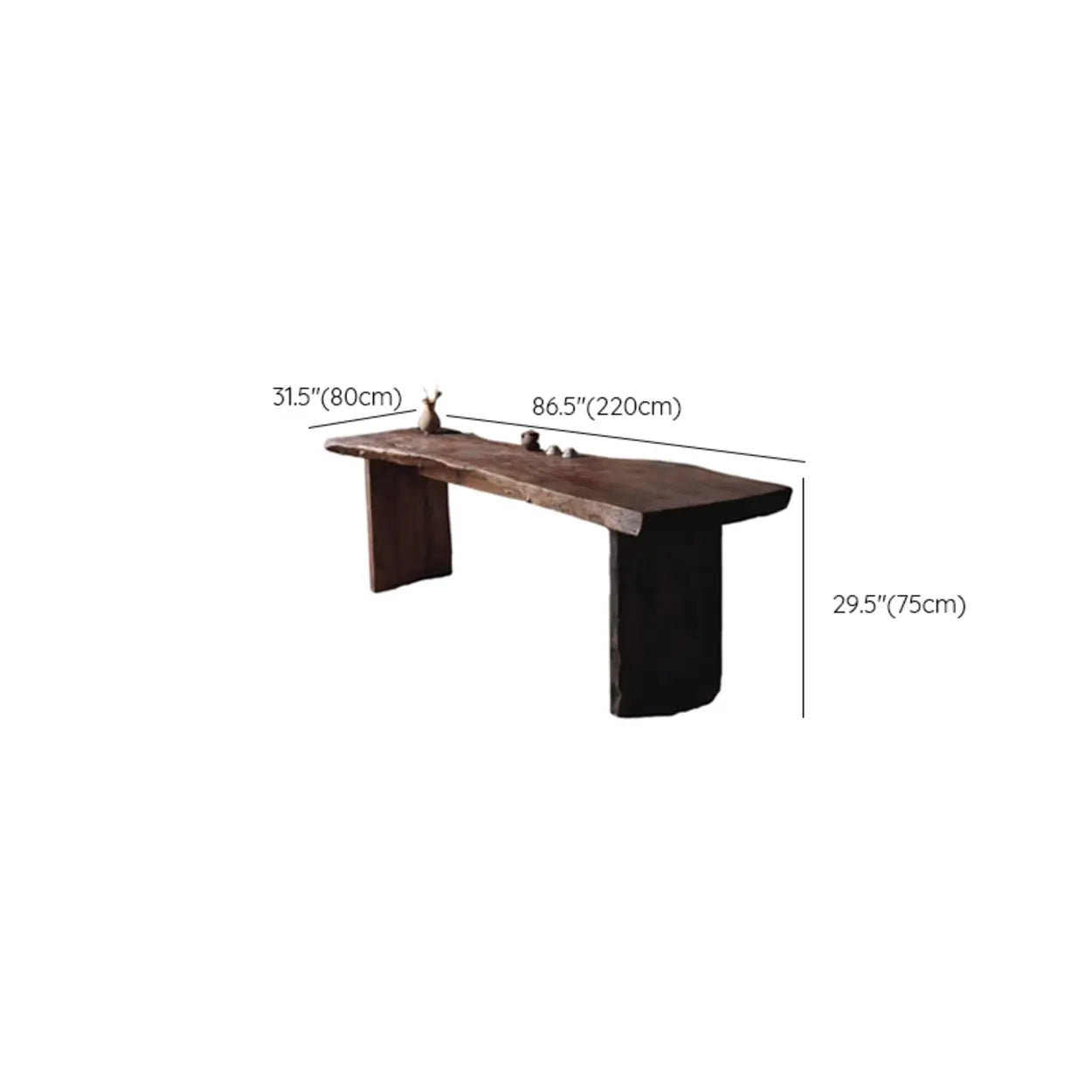 Live Edge Wood Pedestal Console Table