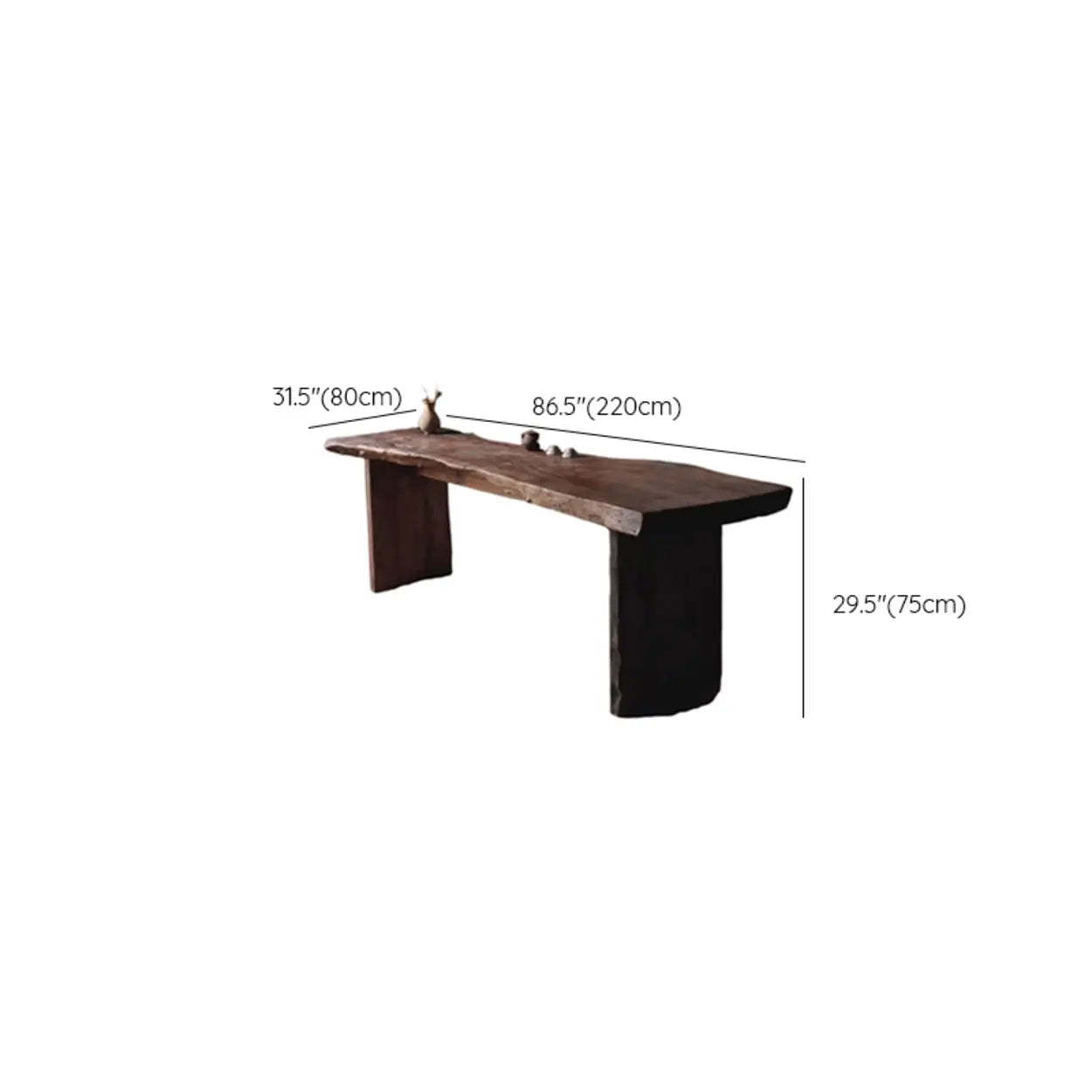 Live Edge Wood Pedestal Console Table