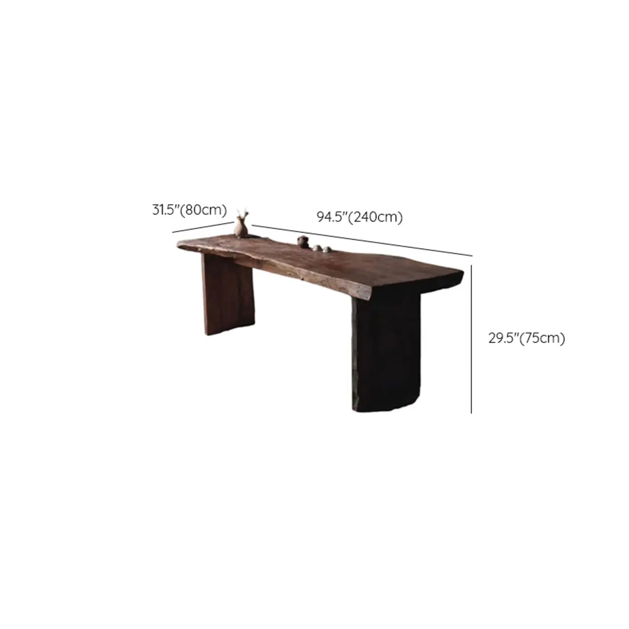 Live Edge Wood Pedestal Console Table