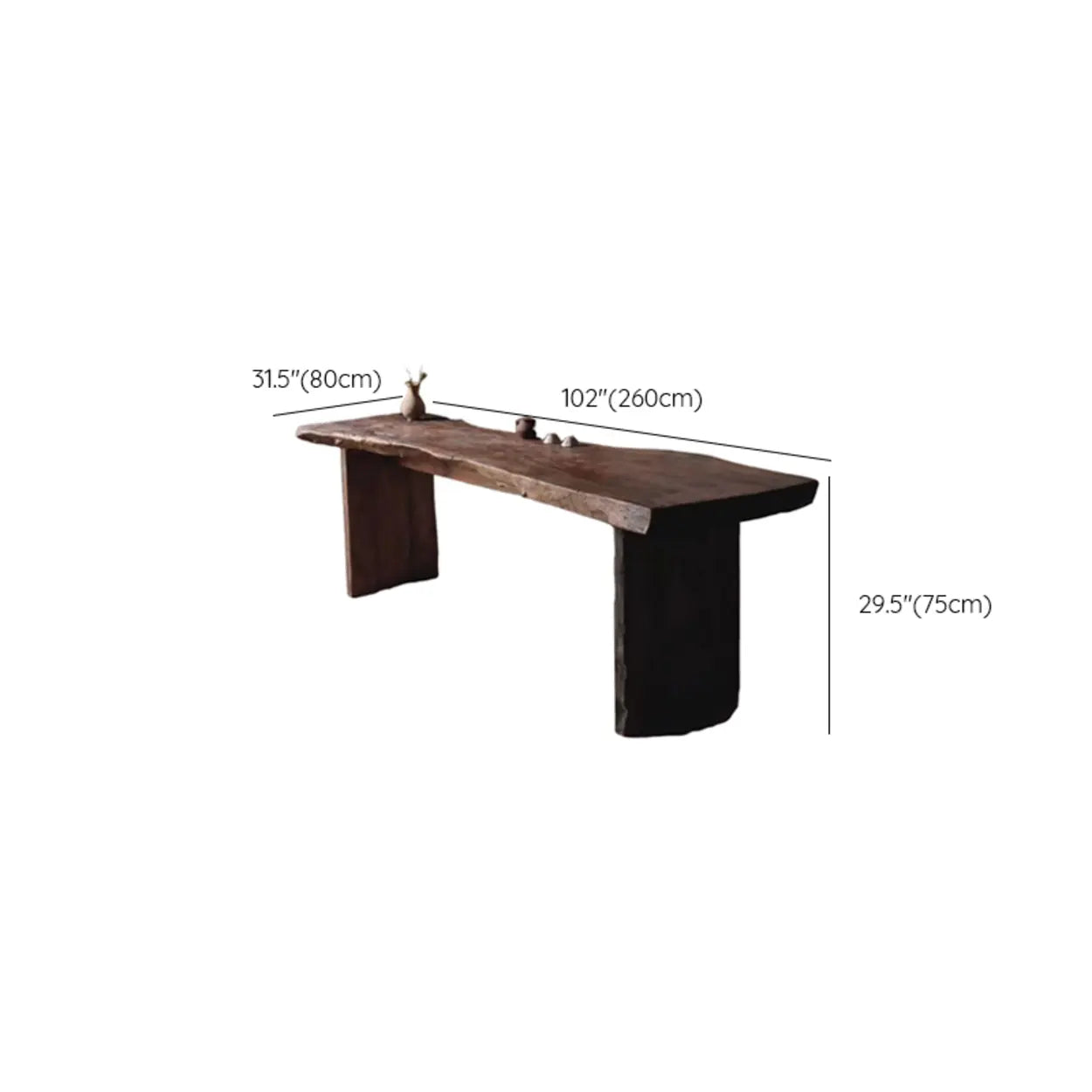 Live Edge Wood Pedestal Console Table