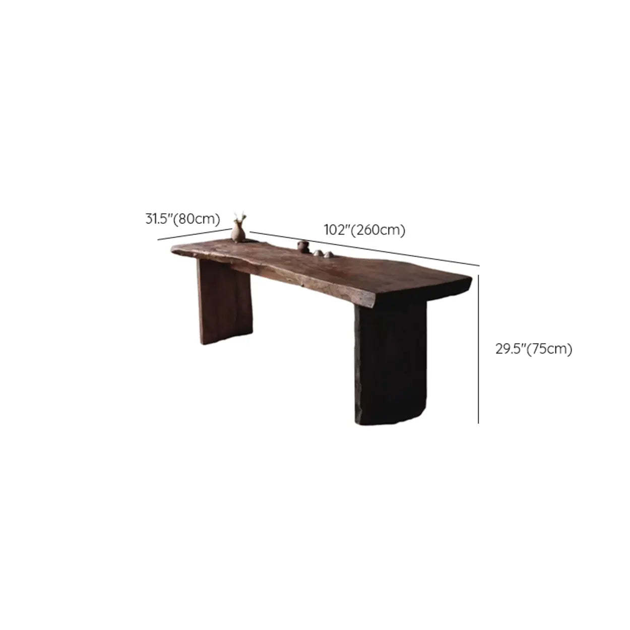 Live Edge Wood Pedestal Console Table