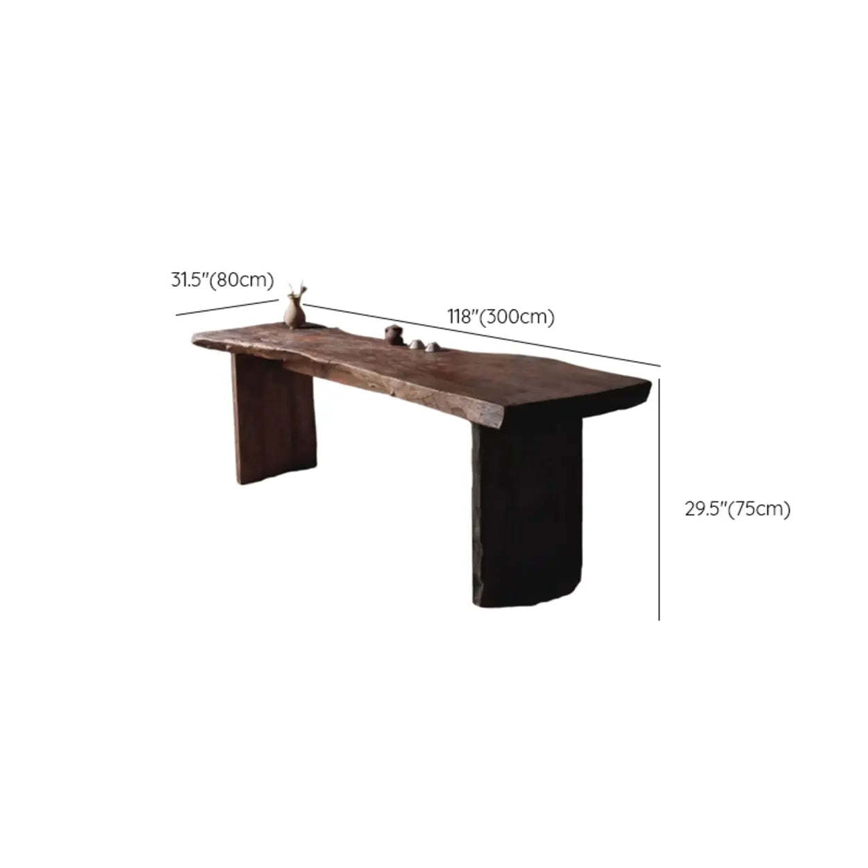Live Edge Wood Pedestal Console Table