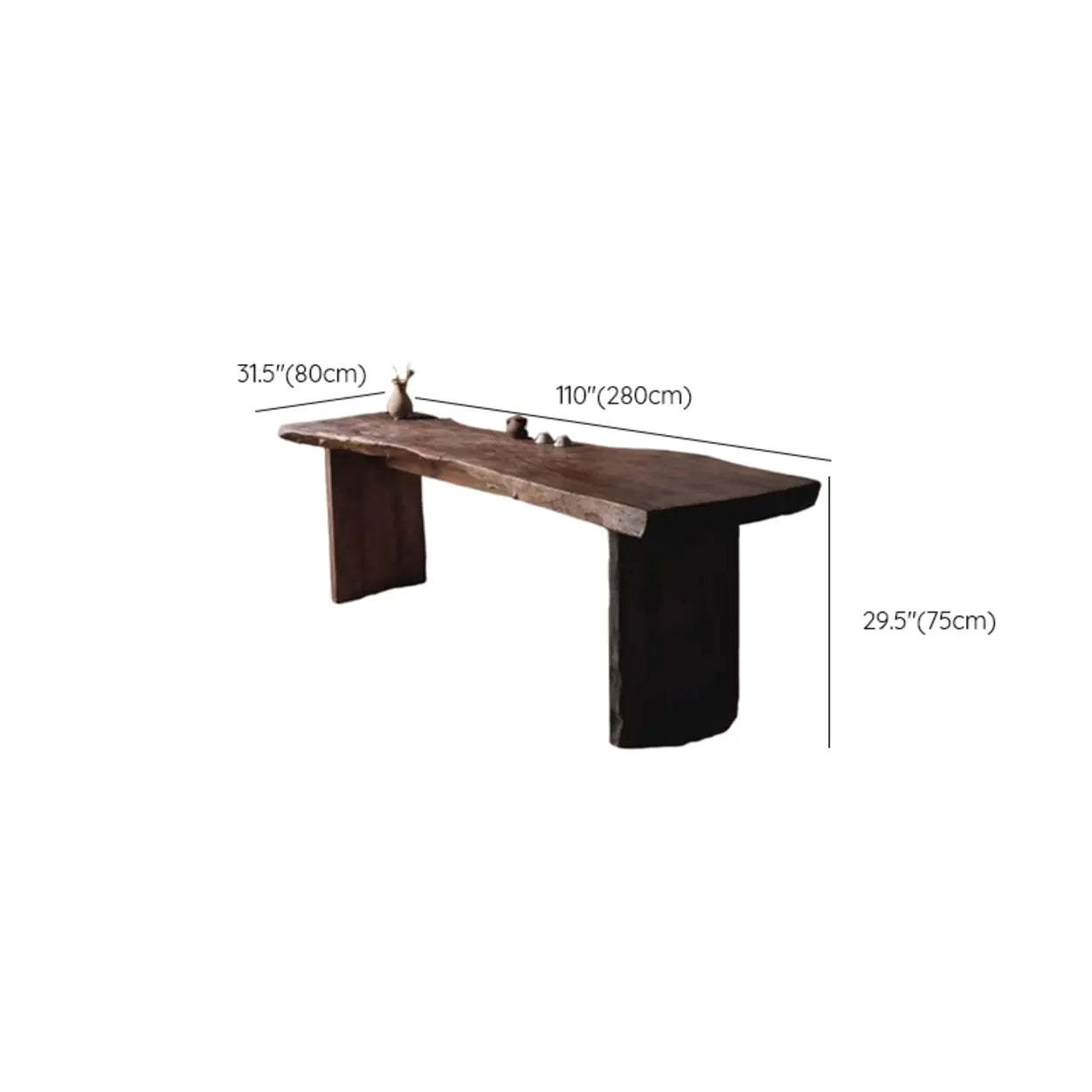 Live Edge Wood Pedestal Console Table