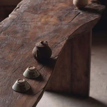 Live Edge Wood Pedestal Console Table