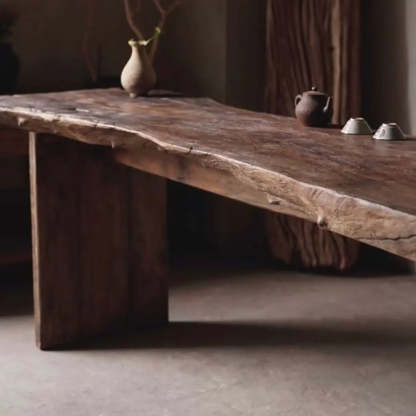 Live Edge Wood Pedestal Console Table