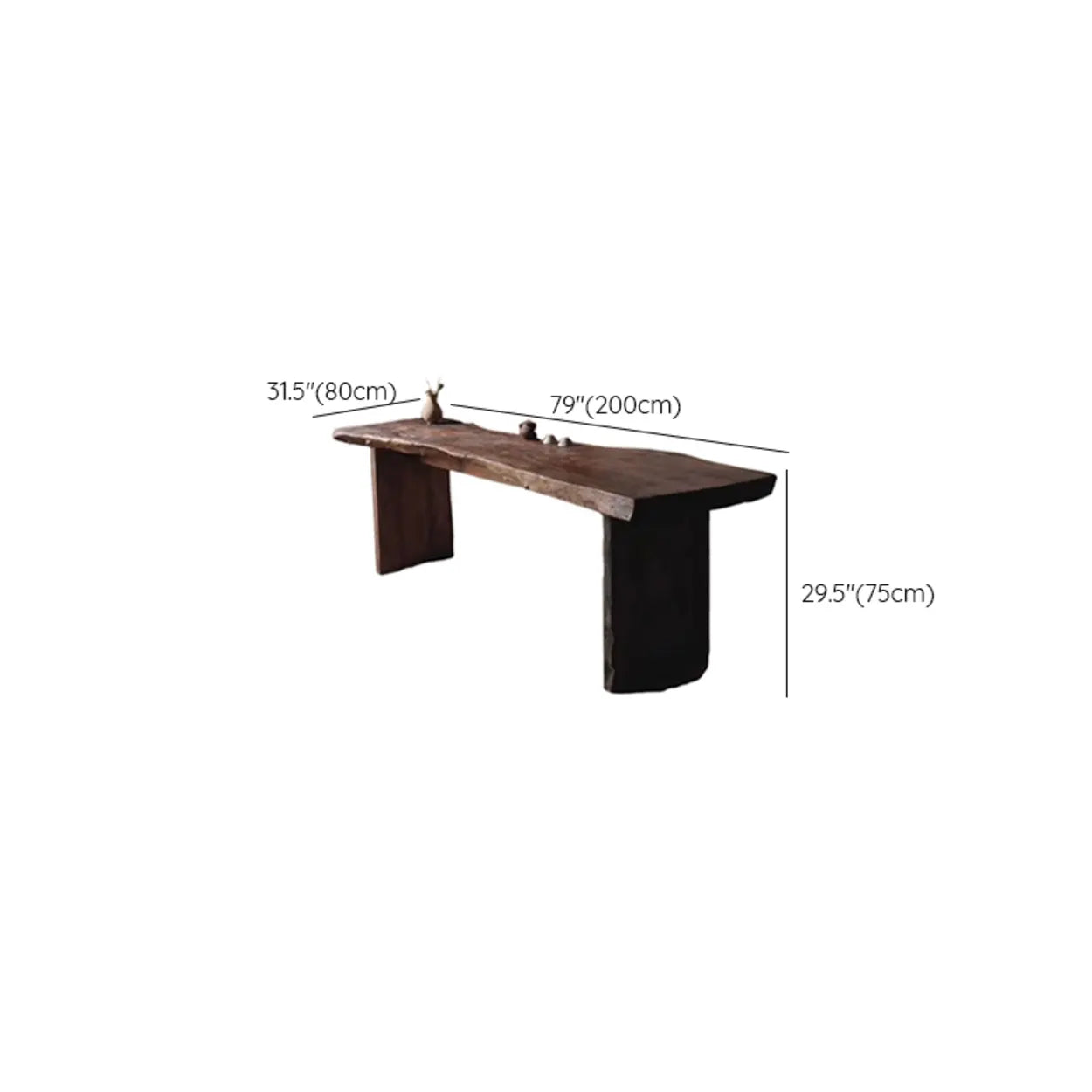 Live Edge Wood Pedestal Console Table