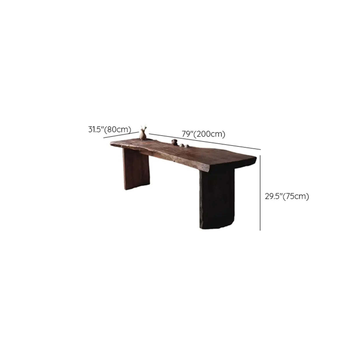 Live Edge Wood Pedestal Console Table