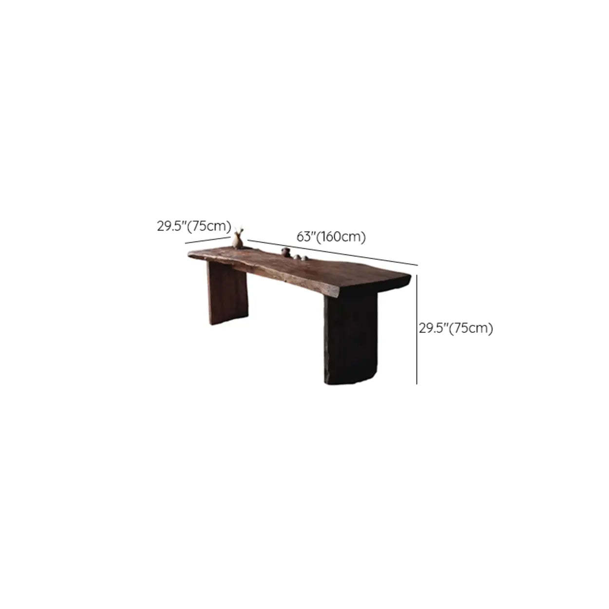 Live Edge Wood Pedestal Console Table