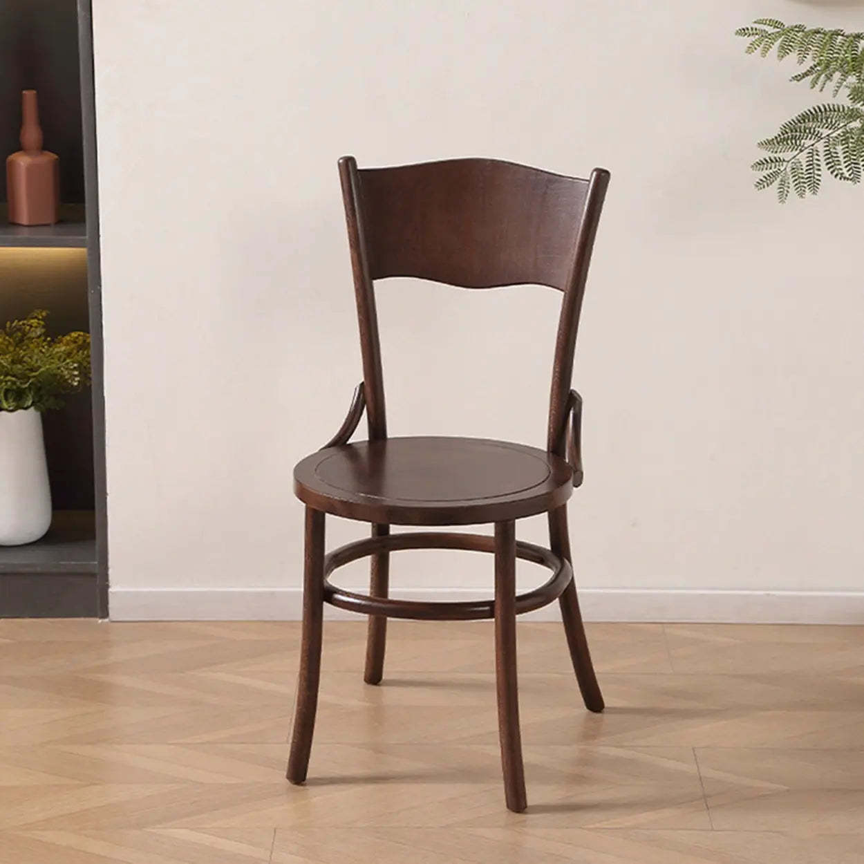 Rustic Mid-Century Wood Curved Back Dining Chair — Ash wood / Wood