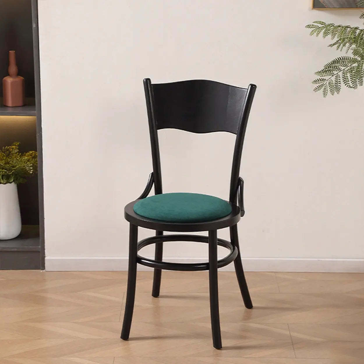 Rustic Mid-Century Wood Curved Back Dining Chair — Ash wood / Rattan