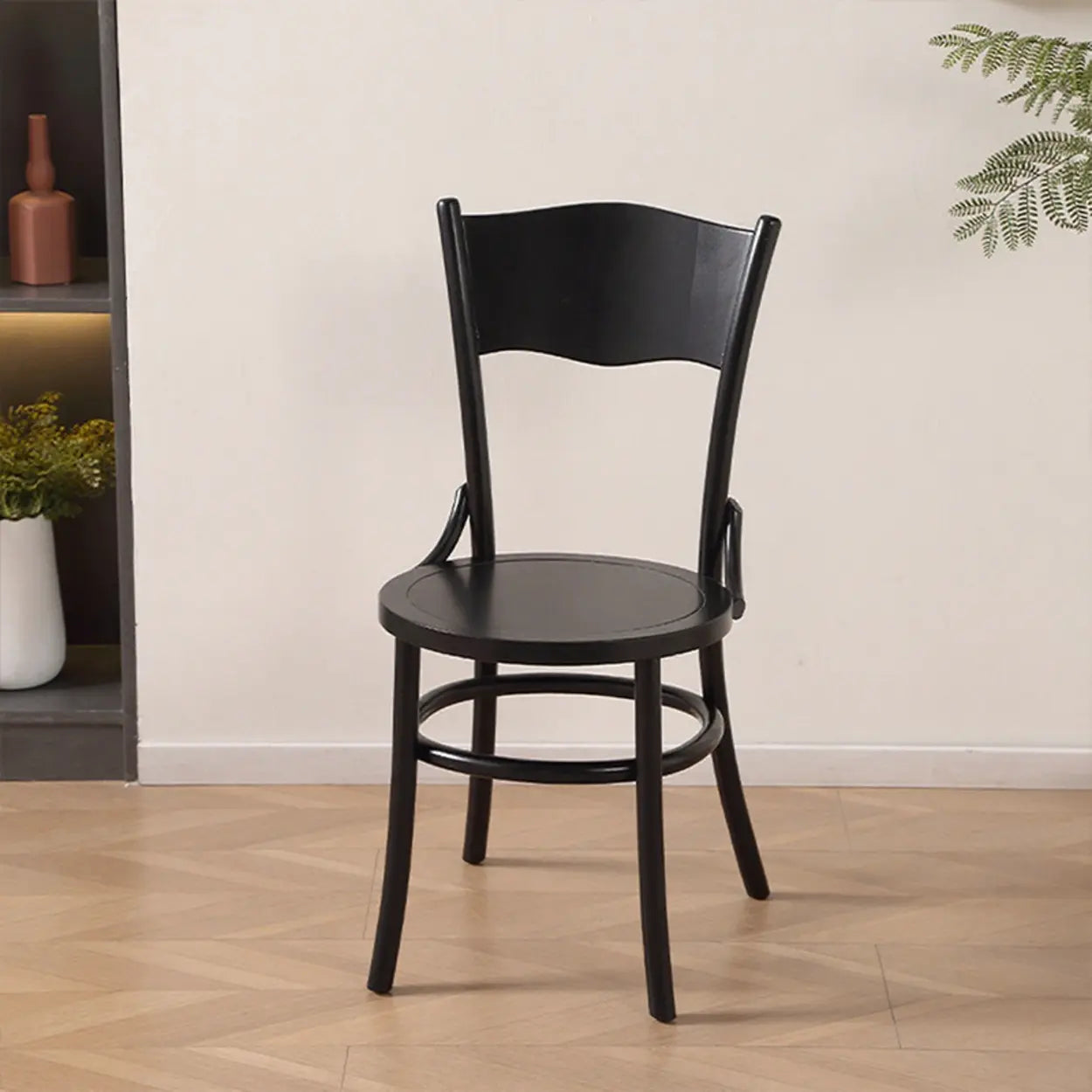 Rustic Mid-Century Wood Curved Back Dining Chair — Burlywood / Wood