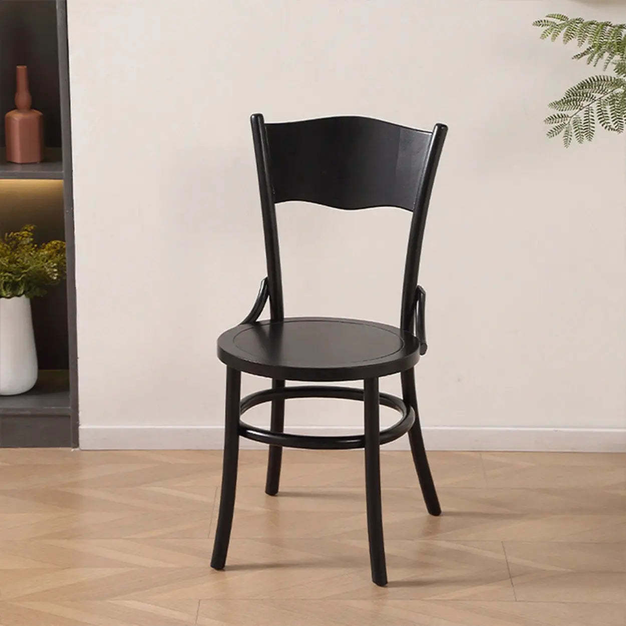 Rustic Mid-Century Wood Curved Back Dining Chair — Burlywood / Wood