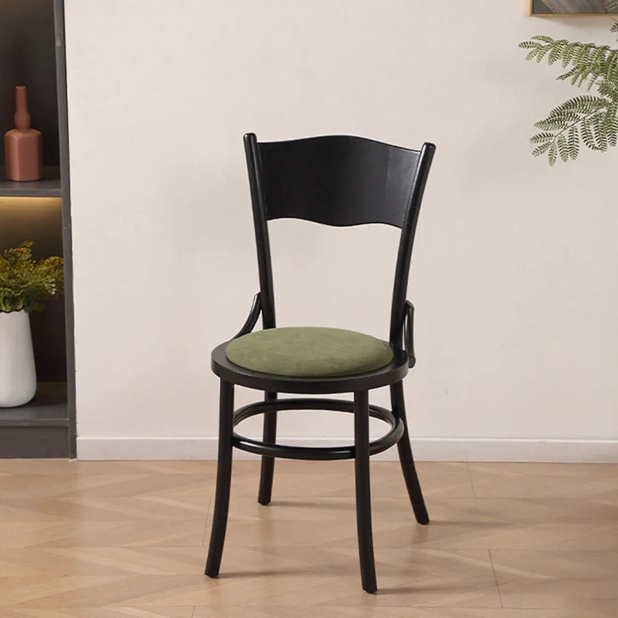 Rustic Mid-Century Wood Curved Back Dining Chair