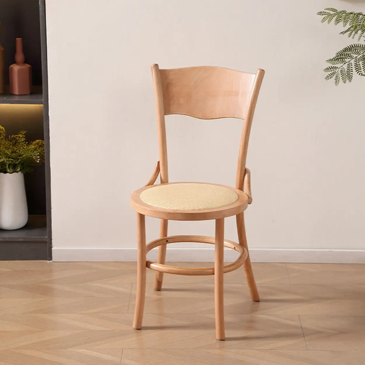 Rustic Mid-Century Wood Curved Back Dining Chair