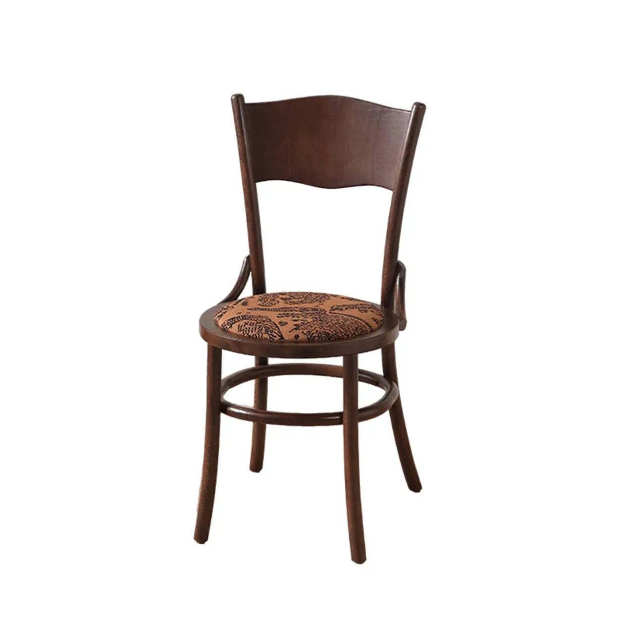 Rustic Mid-Century Wood Curved Back Dining Chair