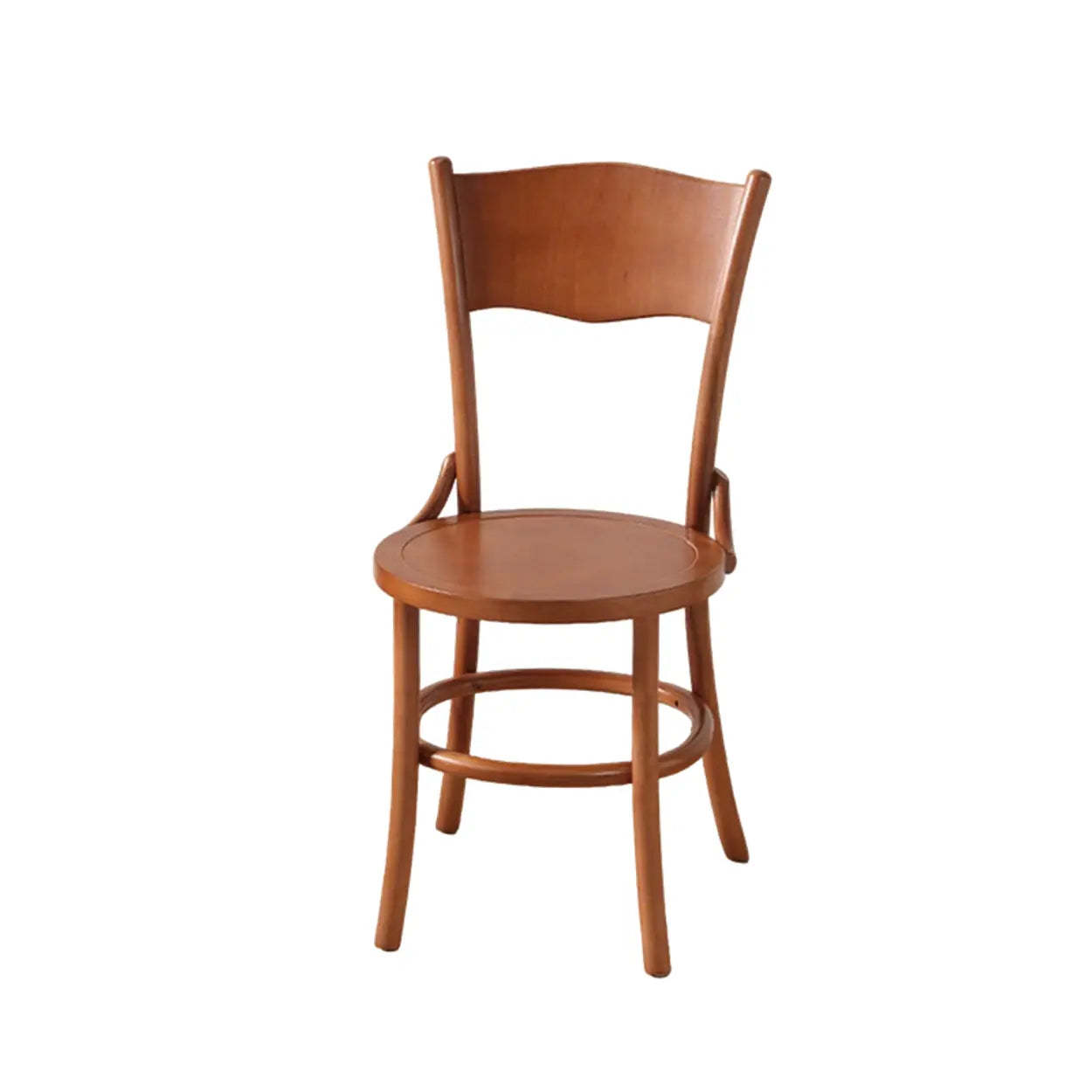 Rustic Mid-Century Wood Curved Back Dining Chair