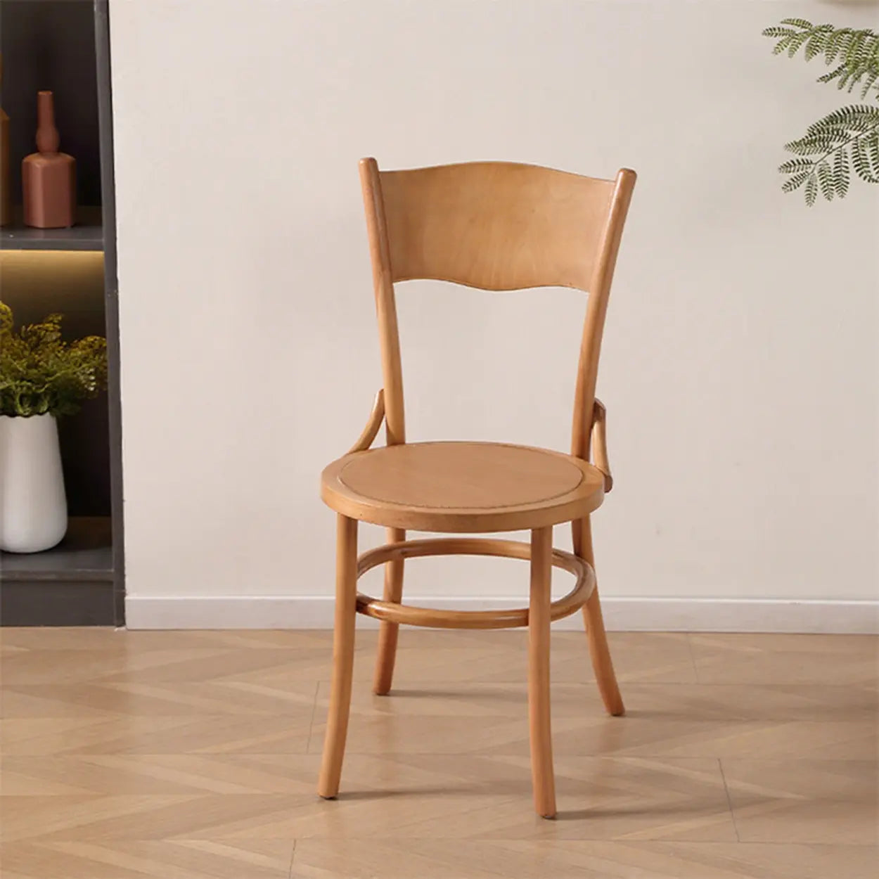 Rustic Mid-Century Wood Curved Back Dining Chair — Black / Wood