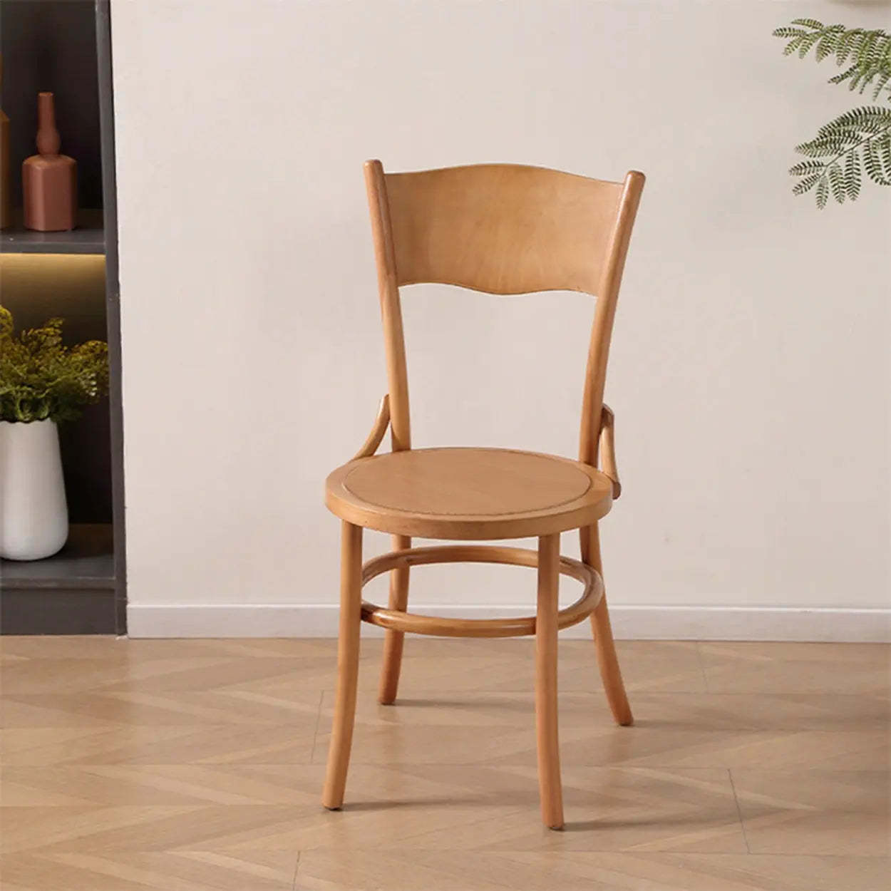 Rustic Mid-Century Wood Curved Back Dining Chair — Black / Wood