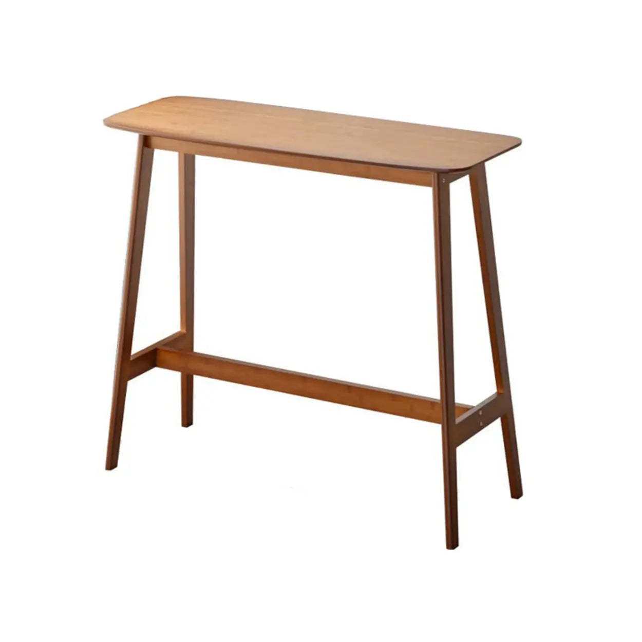 Rustic Minimalist Wood Bar Table with Footrest — Natural Finish / Table Only