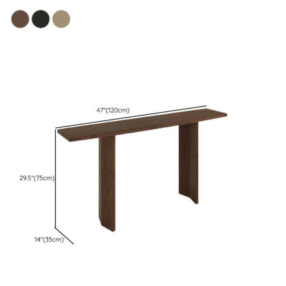 Rustic Minimalist Wood Sled Console Table — Brown