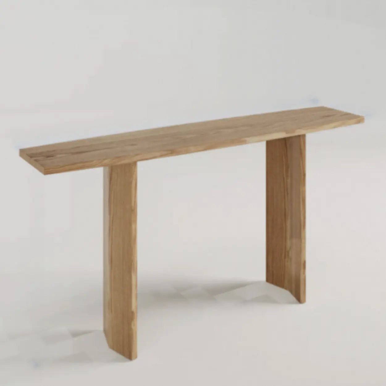 Rustic Minimalist Wood Sled Console Table — Brown
