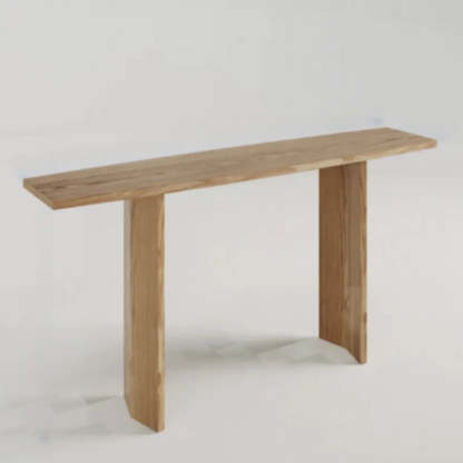 Rustic Minimalist Wood Sled Console Table — Brown