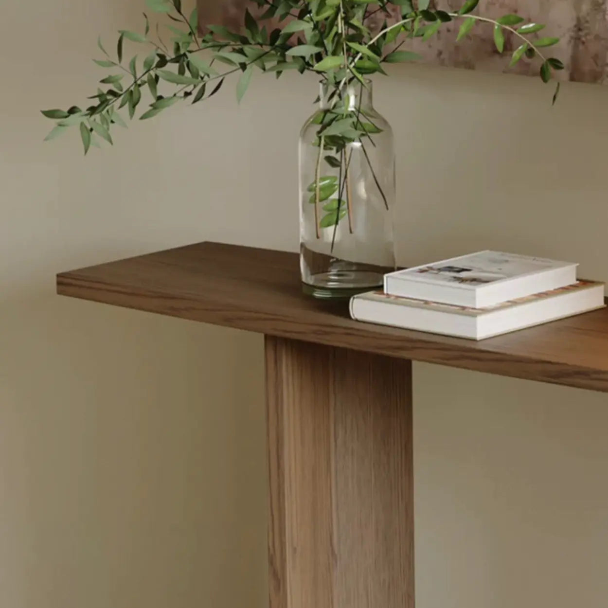 Rustic Minimalist Wood Sled Console Table — Black