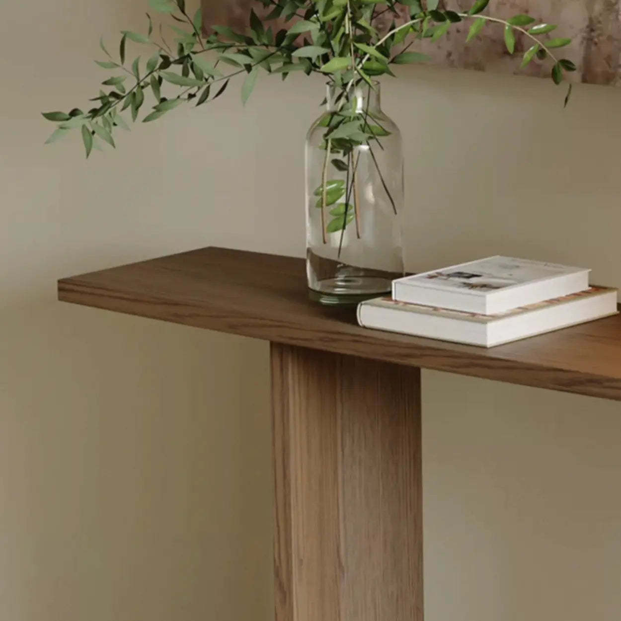 Rustic Minimalist Wood Sled Console Table — Black