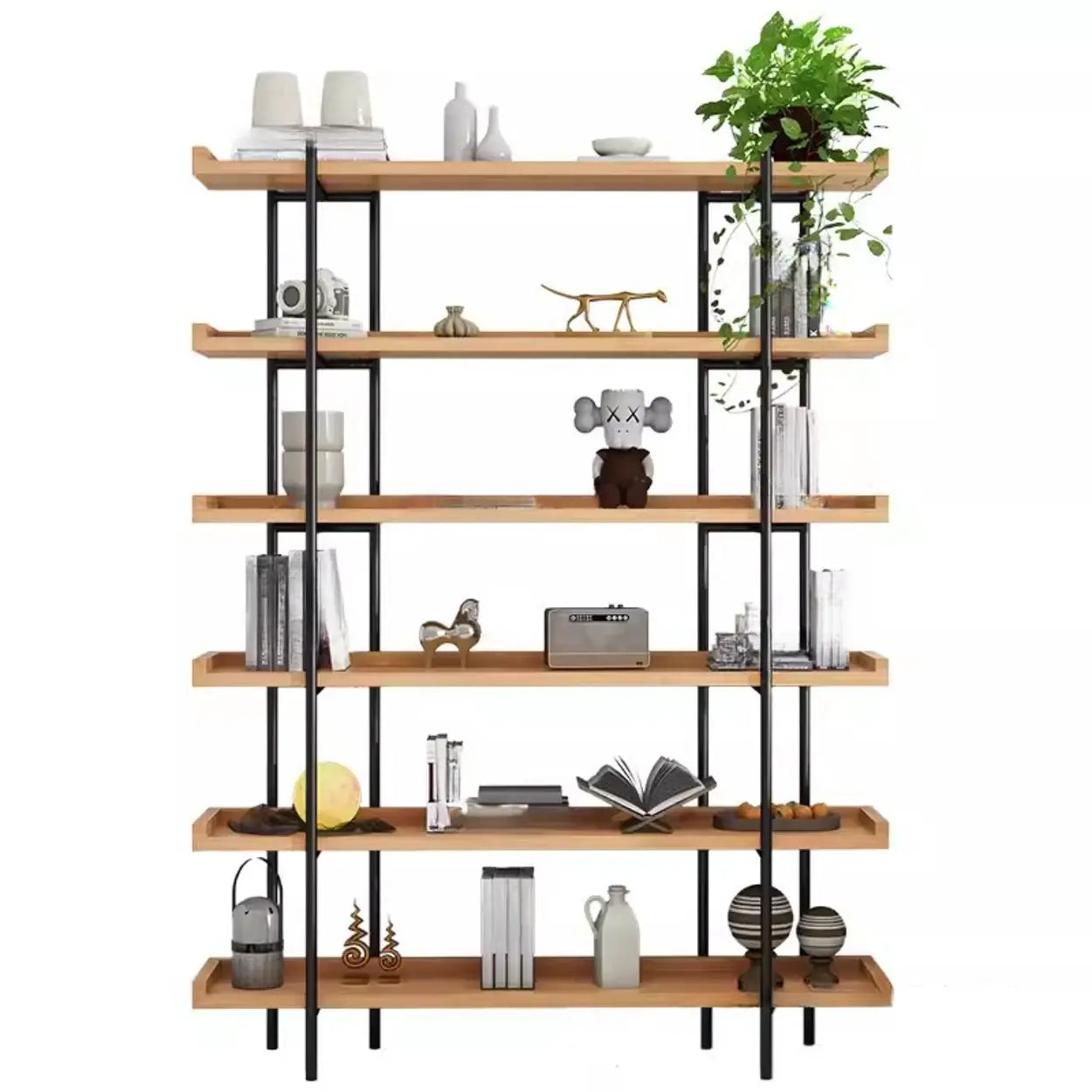 Rustic Multi-Tier Natural Wood Bookcase