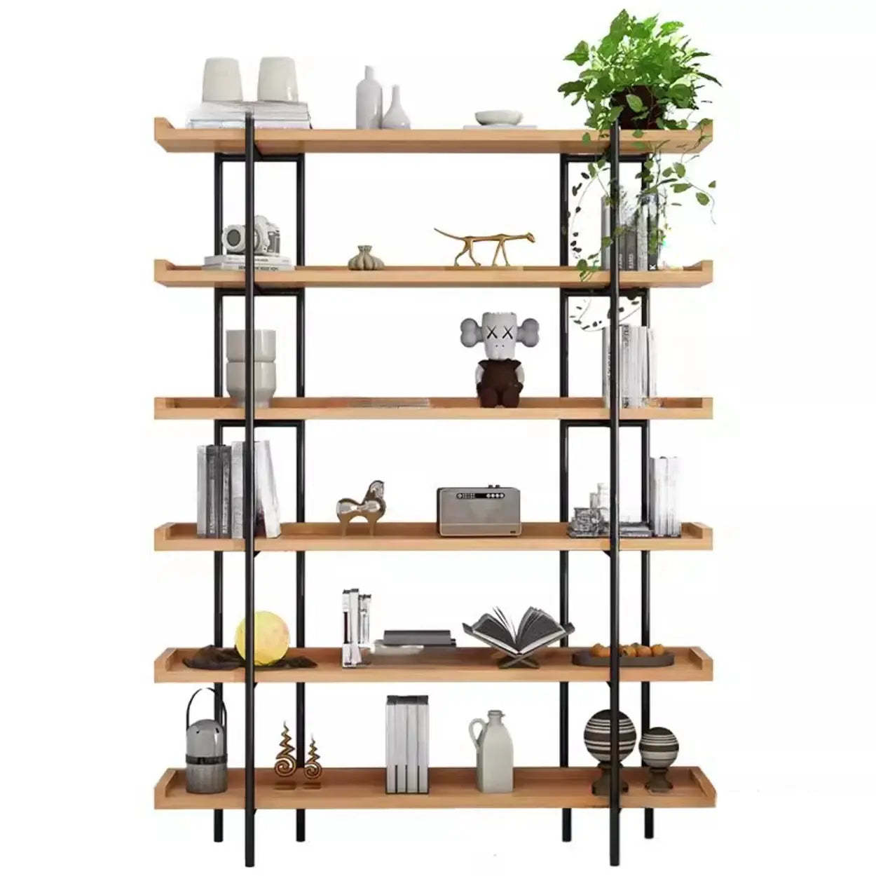 Rustic Multi-Tier Natural Wood Bookcase