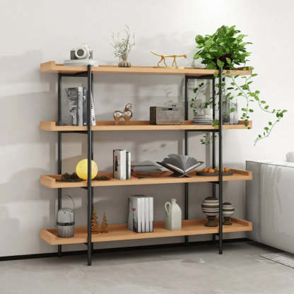 Rustic Multi-Tier Natural Wood Bookcase