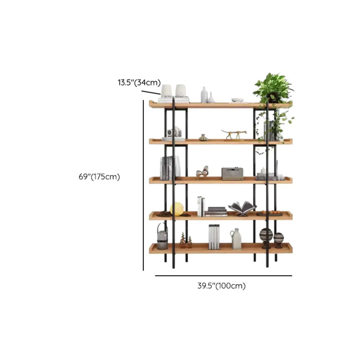 Rustic Multi-Tier Natural Wood Bookcase