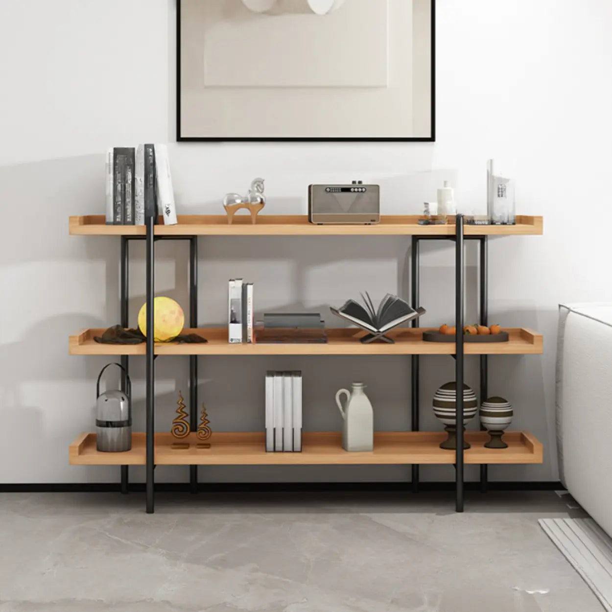 Rustic Multi-Tier Natural Wood Bookcase