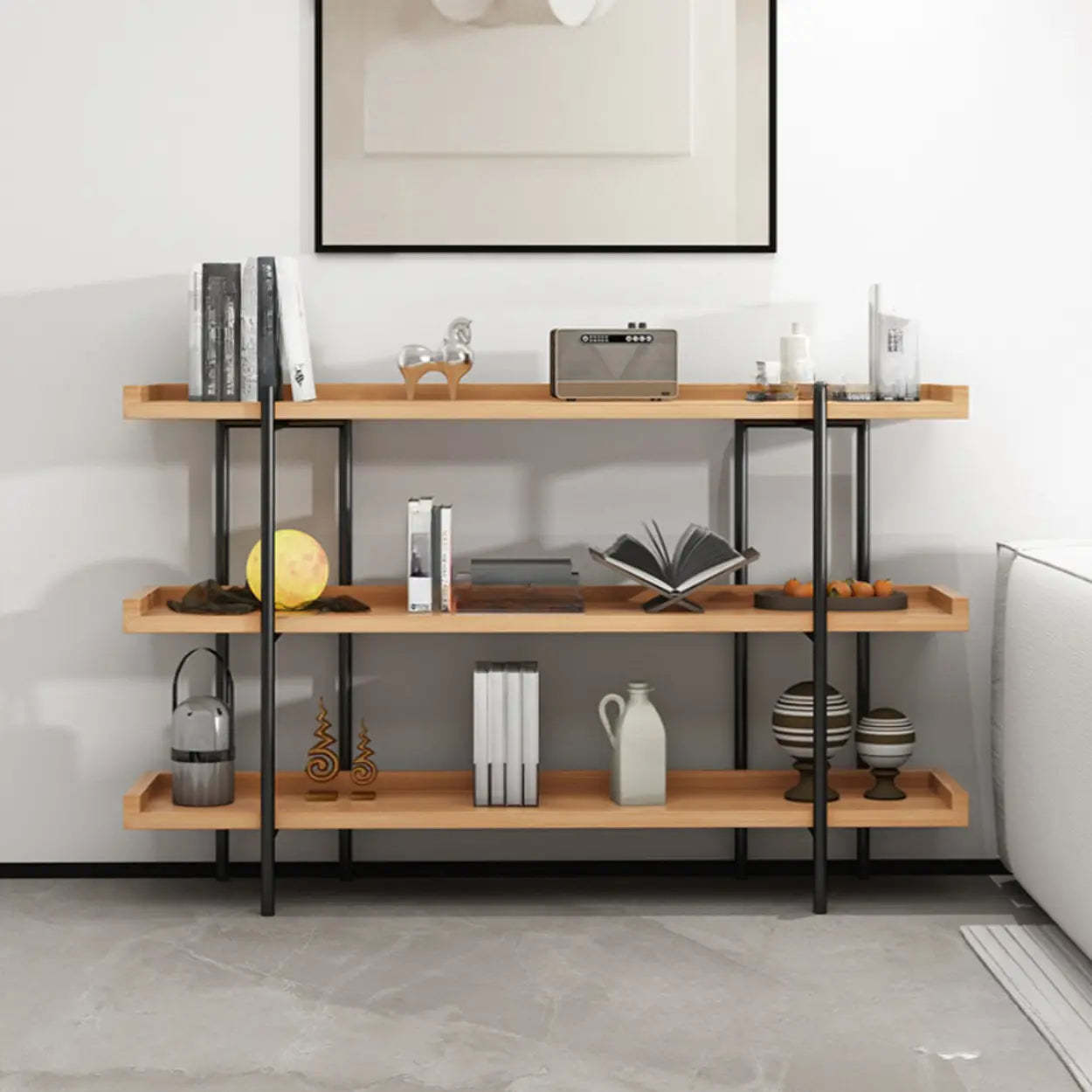 Rustic Multi-Tier Natural Wood Bookcase
