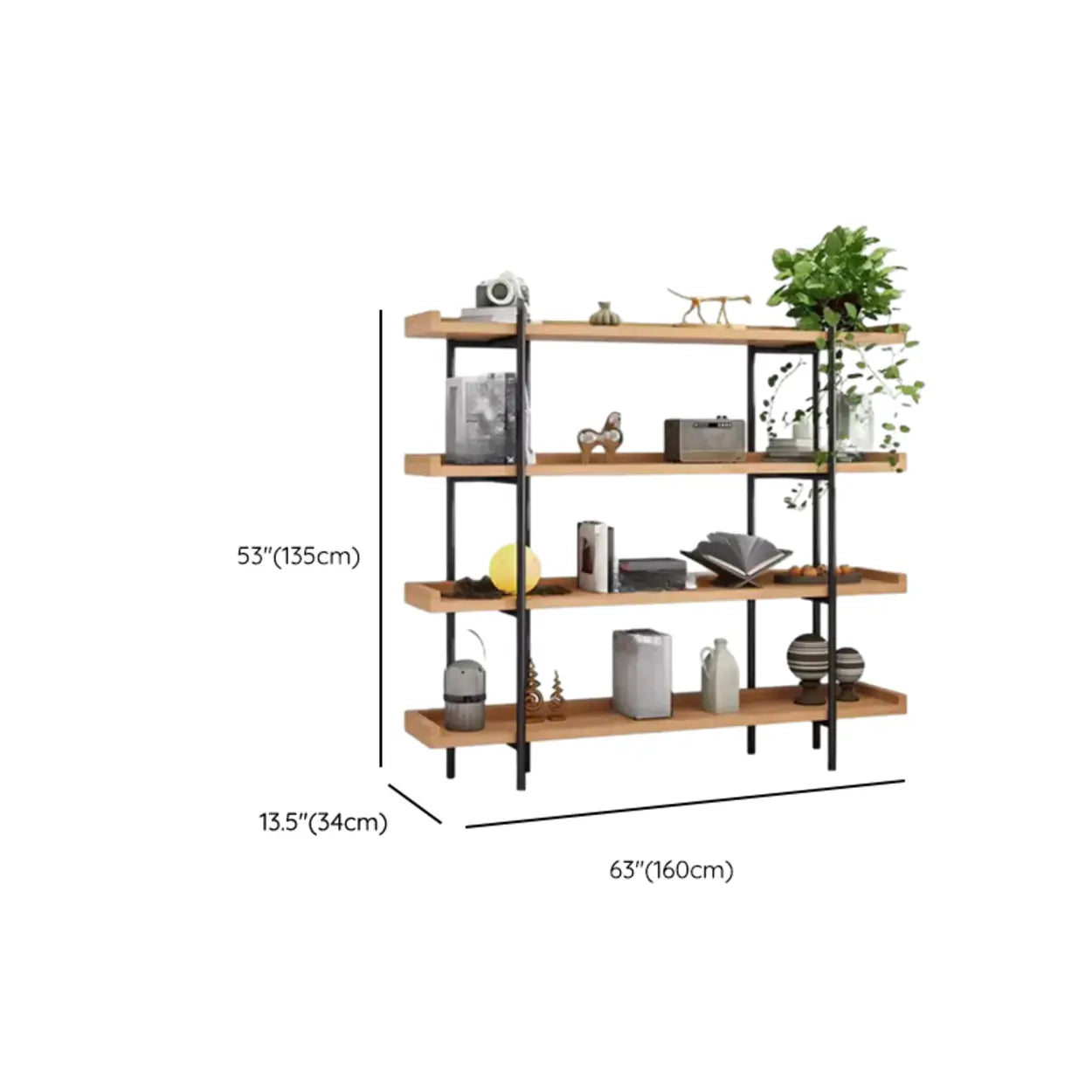 Rustic Multi-Tier Natural Wood Bookcase