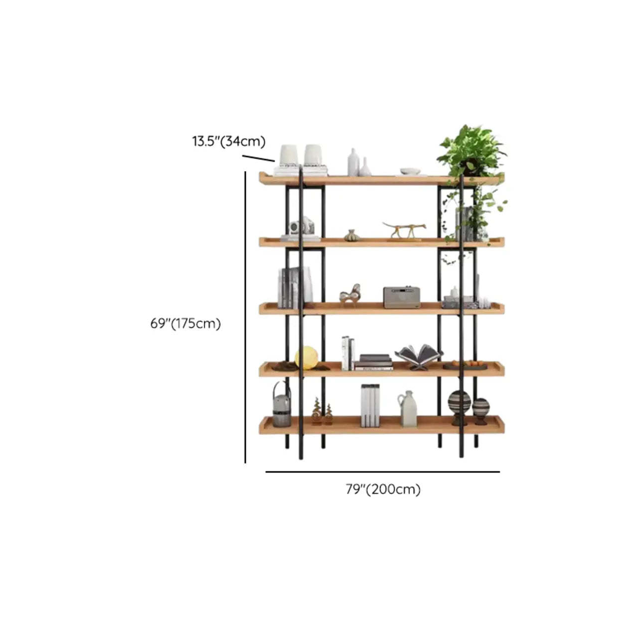 Rustic Multi-Tier Natural Wood Bookcase