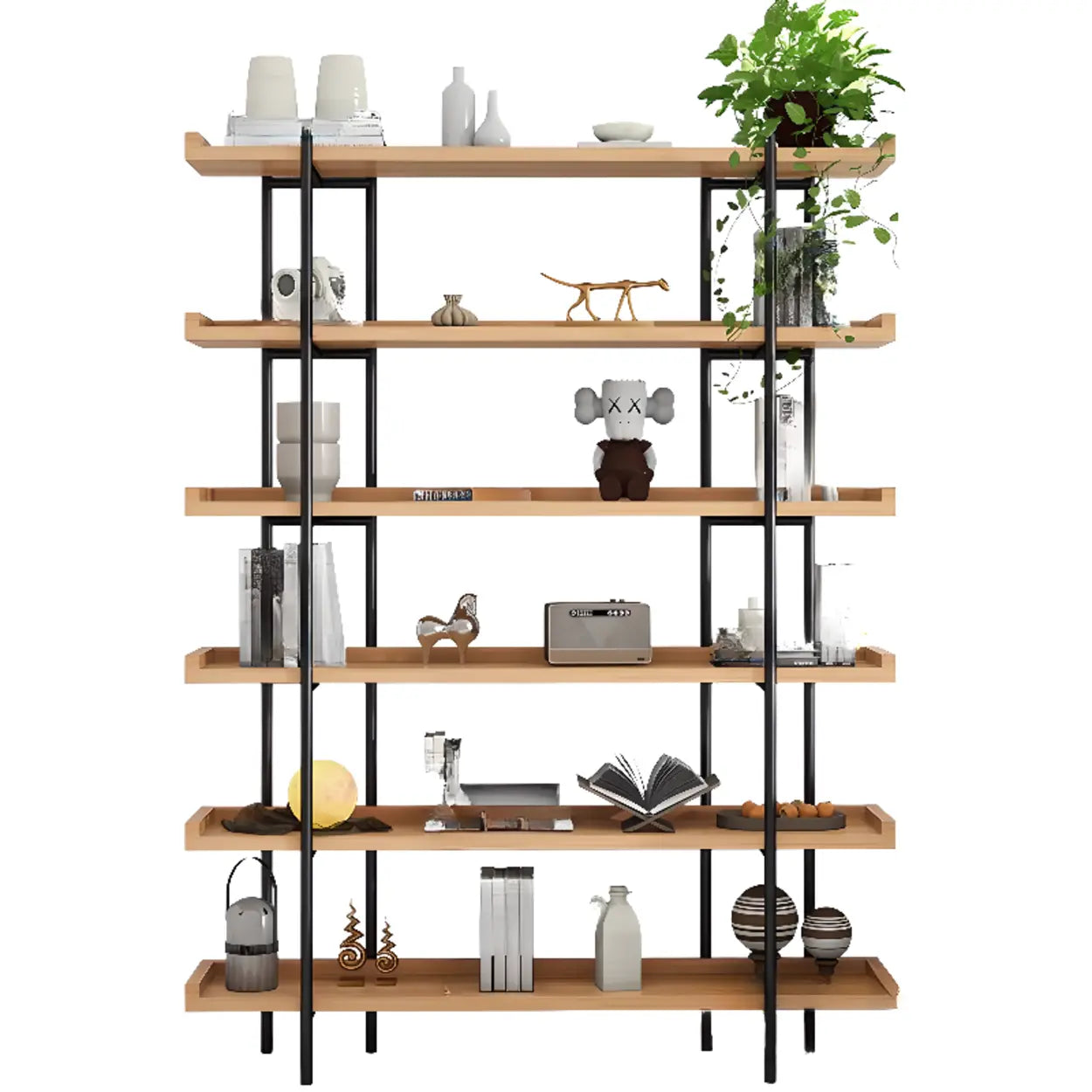 Rustic Multi-Tier Natural Wood Bookcase
