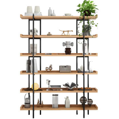 Rustic Multi-Tier Natural Wood Bookcase