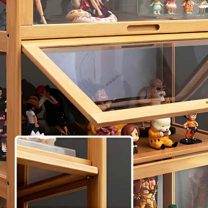 Rustic Natural Bamboo Curio Display Cabinet